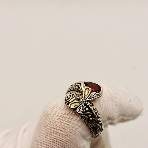 EUC Devata Sterling Silver & 18k Gold Dragonfly Wrap Ring w/ Red Garnet Stone - Picture 8 of 17